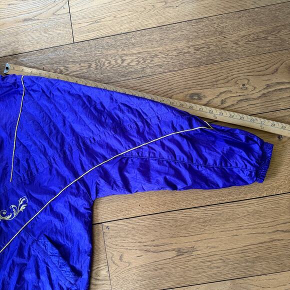 Vintage 80s 90s Windbreaker Jacket XL Embroidered Purple Gold - Picture 9 of 9